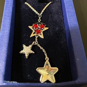 Swarovski Holy Night Red Clear Star Crystal 16-in Rhodium Pendant Necklace